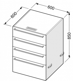 Pokretni ormarić s četiri ladice