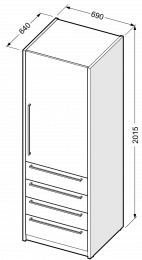 Ormar s vratima i četiri ladice za odlaganje