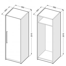 Ormar s vratima, policom za odlaganje i prečkom za vješanje