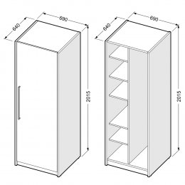 Ormar s vratima, pregradom i 5 polica