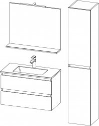 Stella / kopalniški sestav III / 80 + 35 cm
- Omarica STELLA 80 z umivalnikom
- Ogledalo STELLA 80
- Stranska omarica STELLA 180