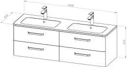 Base mobile CHARM 140 con doppio lavabo