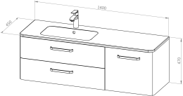 Base mobile CHARM 140 con lavabo, S/D