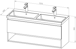 Base mobile BASIC PLUS 120 con doppio lavabo