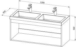 Base mobile BASIC 120 con doppio lavabo