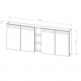 Mobile pensile Grande Plus 160 con specchio, 4 porte