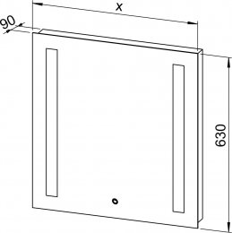 Specchio con illuminazione integrata, 2 strisce