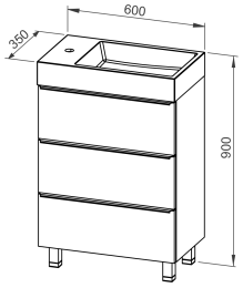 Base mobile SLIM 60 con lavabo