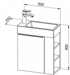 Base mobile CORDA SMALL 50 con lavabo, S/D
